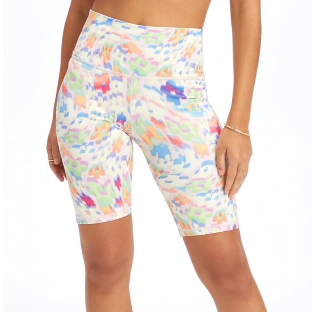 Fabletics Multicolor Abstract Print High-Rise Bike Shorts